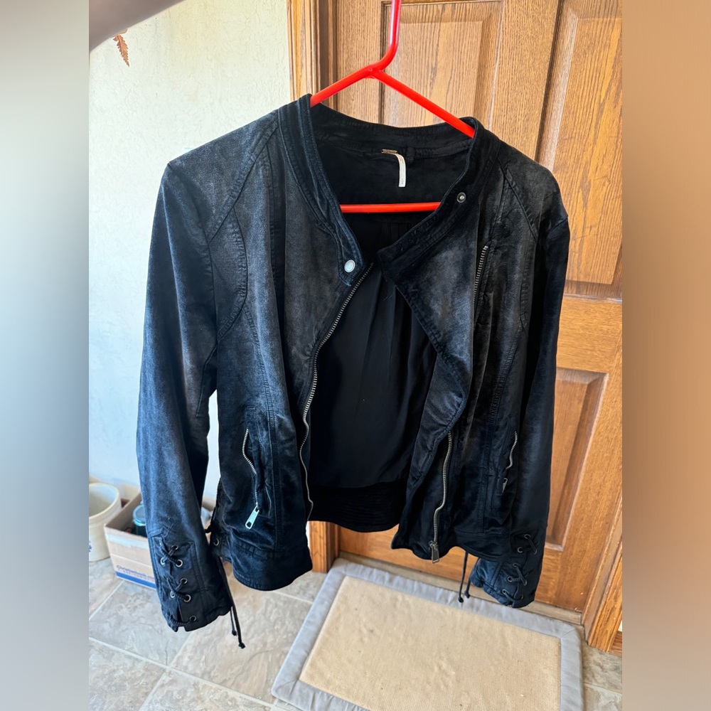Free People Black Biker Jacket LG